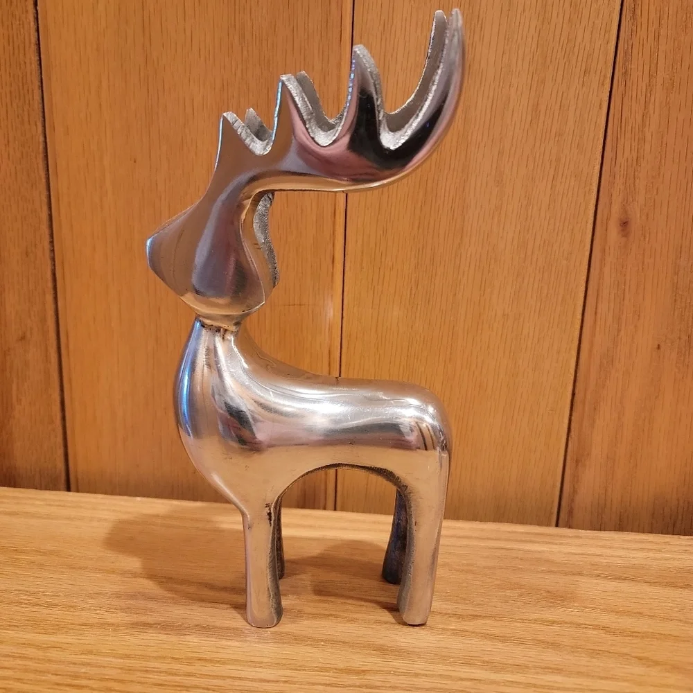 Pair Silver Metal Tabletop Deer 8